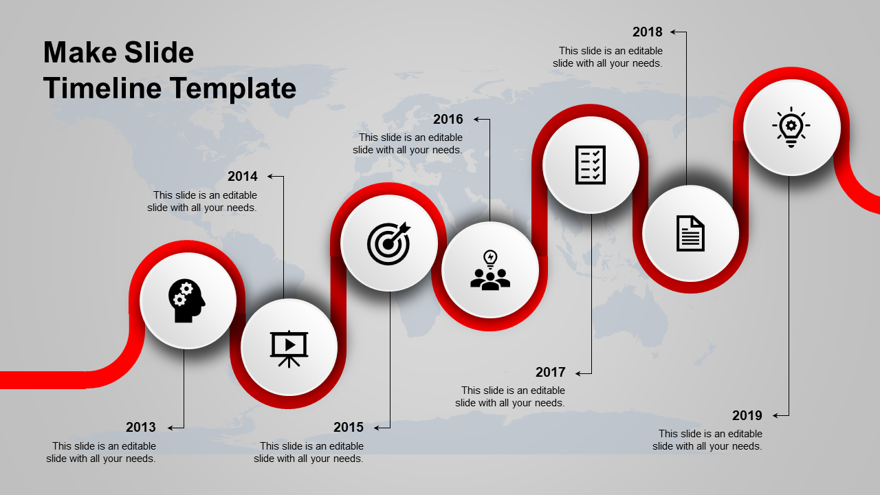 Customized Timeline Template PPT Slide Design-Red Color